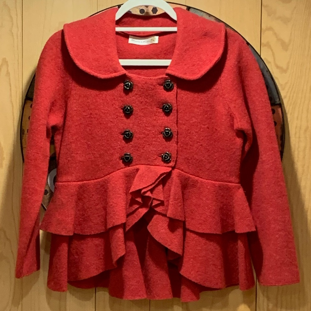 Anthropologie Red Red Rose Sweatercoat - Picture 3 of 9